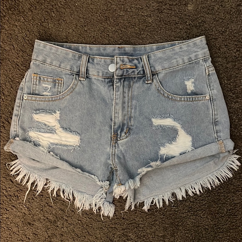 Distressed Denim Shorts